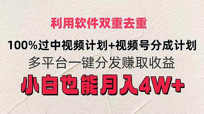 利用软件双重去重，100%过中视频+视频号分成计划小白也可以月入4W+-玖儿的学习笔记