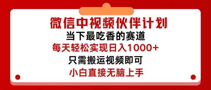 微信中视频伙伴计划,仅靠搬运就能轻松实现日入500+,关键操作还简单,...-玖儿的学习笔记