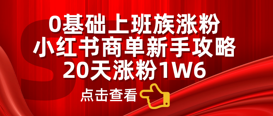 0基础上班族涨粉，小红书商单新手攻略，20天涨粉1.6w-玖儿的学习笔记