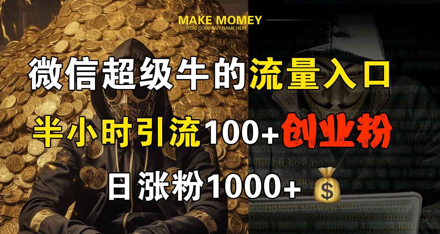 微信超级牛的流量入口，半小时引流100+创业粉，日涨粉1000+-玖儿的学习笔记