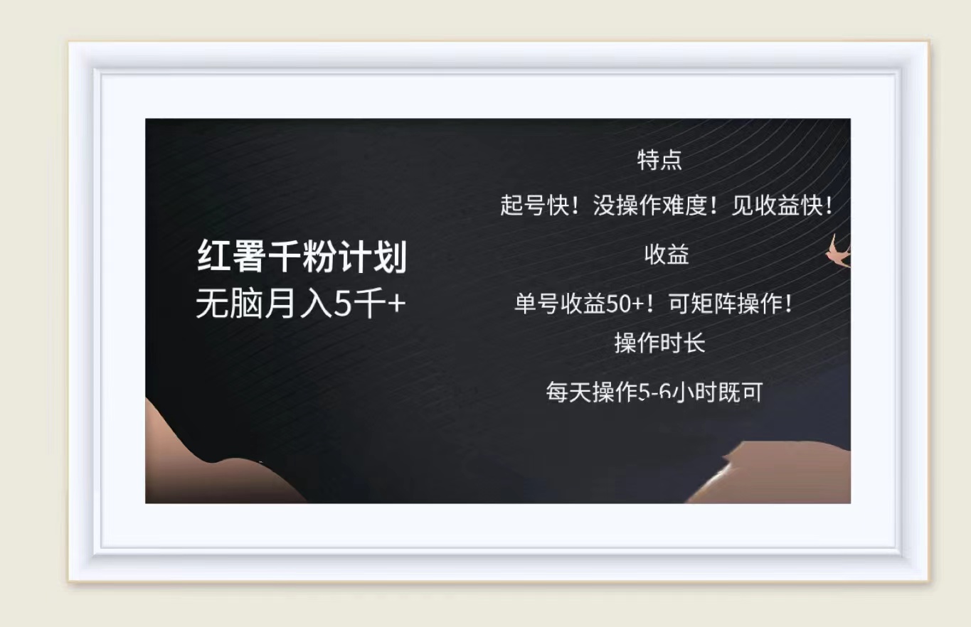 红薯千粉计划无脑月入5千➕！既做既赚！-玖儿的学习笔记
