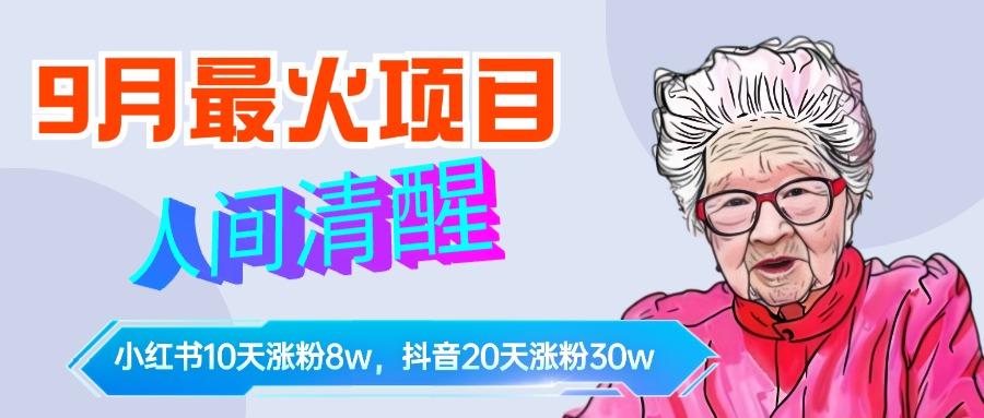 9月最火项目，人间清醒柒奶奶，10天小红薯涨粉8w+，单篇笔记报价1400.-玖儿的学习笔记