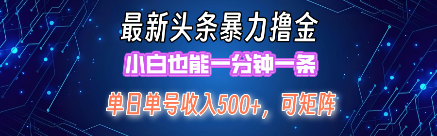最新头条撸金，小白也能一分钟一条-玖儿的学习笔记
