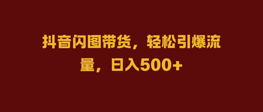 抖音闪图带货，轻松引爆流量，日入500+-玖儿的学习笔记