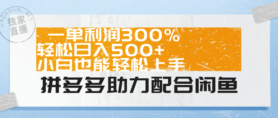 拼多多助力配合闲鱼 一单利润300% 轻松日入500+ 小白也能轻松上手！-玖儿的学习笔记