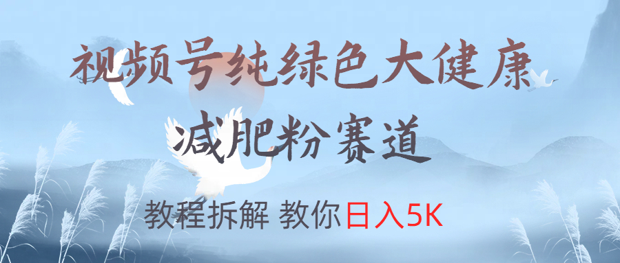 视频号纯绿色大健康粉赛道，教程拆解，教你日入5K-玖儿的学习笔记