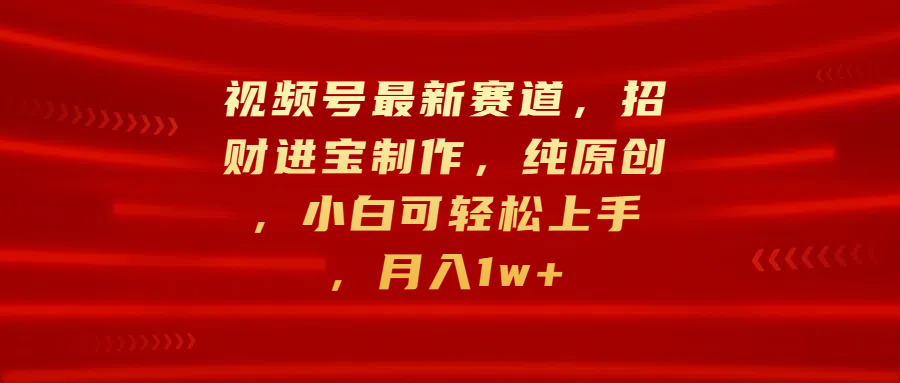 视频号最新赛道，招财进宝制作，纯原创，小白可轻松上手，月入1w+-玖儿的学习笔记