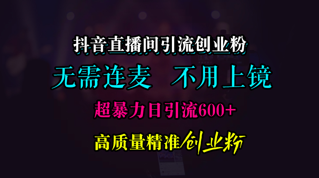 抖音直播间引流创业粉，无需连麦、无需上镜，超暴力日引流600+高质量精准创业粉-玖儿的学习笔记