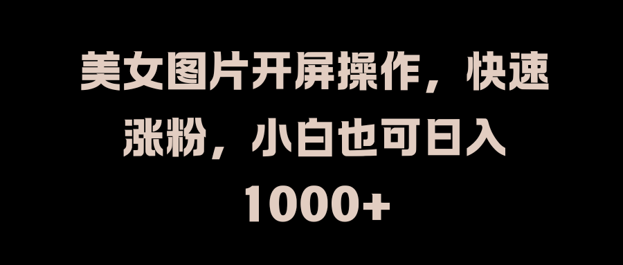 美女图片开屏操作，快速涨粉，小白也可日入1000+-玖儿的学习笔记