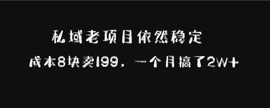 私域老项目依然稳定，成本8块卖199，一个月搞了2W+-玖儿的学习笔记