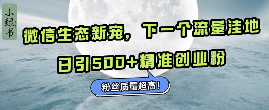 微信生态新宠小绿书：下一个流量洼地，粉丝质量超高，日引500+精准创业粉，-玖儿的学习笔记