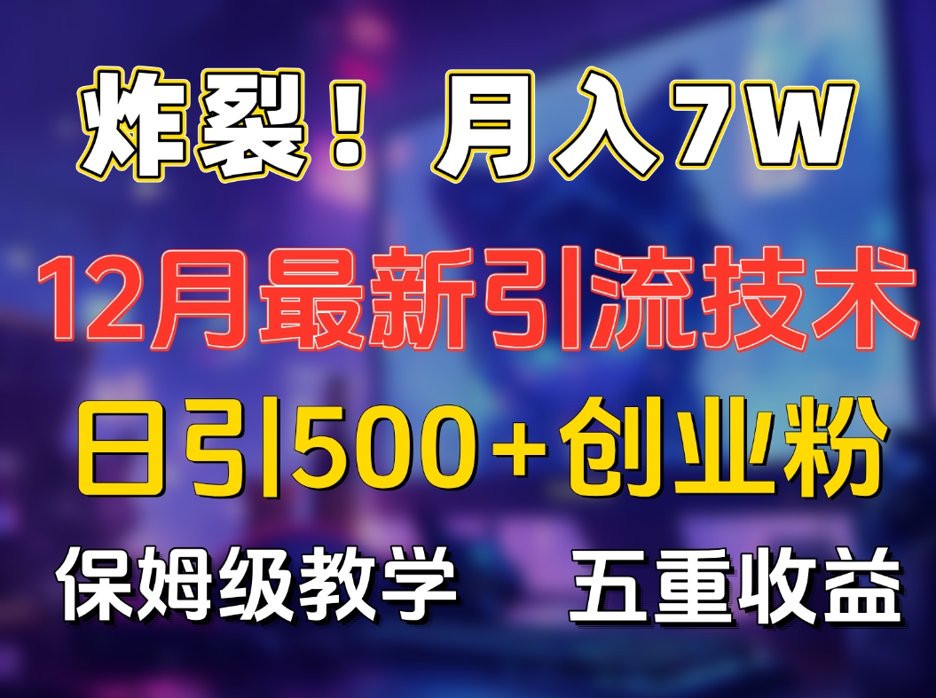 炸裂！月入7W+揭秘12月最新日引流500+精准创业粉，多重收益保姆级教学-玖儿的学习笔记