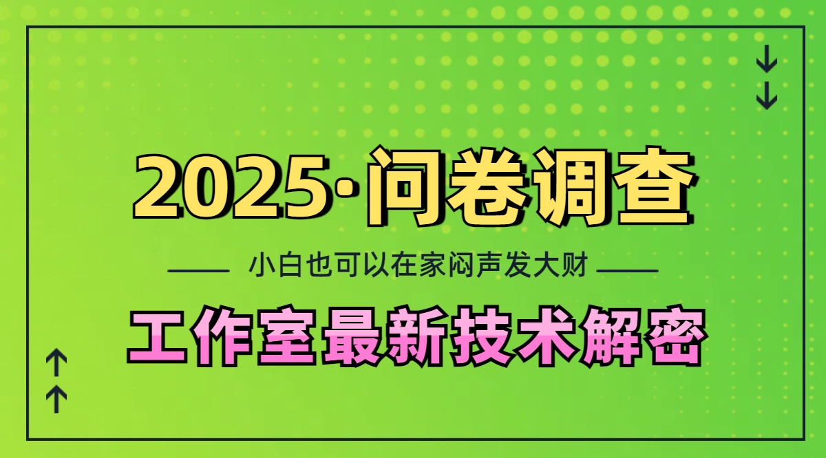 2025《问卷调查》最新工作室技术解密：一个人在家也可以闷声发大财，小白一天200+，可矩阵放大-玖儿的学习笔记