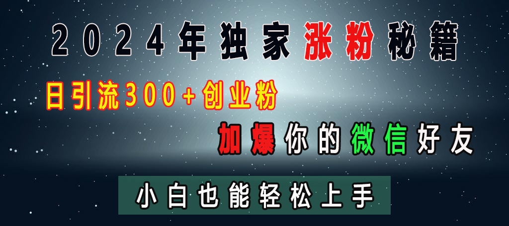 2024年独家涨粉秘籍，日引流300+创业粉，加爆你的微信好友，小白也能轻松上手-玖儿的学习笔记