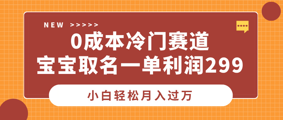 0成本冷门赛道，宝宝取名一单利润299，小白轻松月入过万-玖儿的学习笔记