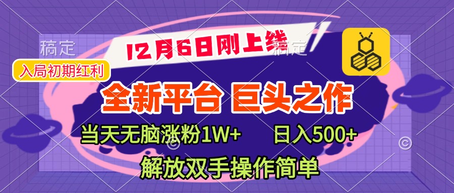 全新引流平台，巨头之作，当天无脑涨粉1W+，日入现500+，解放双手操作简单-玖儿的学习笔记