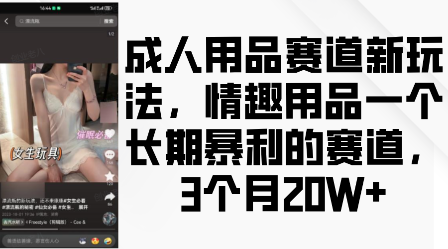 情趣用品一个长期暴利的赛道，成人用品赛道新玩法，3个月20W+-玖儿的学习笔记