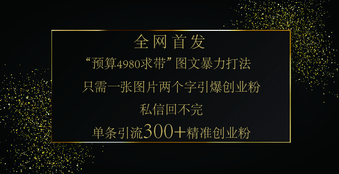 小红书，“预算 4980 带我飞” 的神奇图片引流法，堪称涨粉核武器！只需一张图，就能单条笔记凭借此方法，轻松引流 300 + 精准创业粉！-玖儿的学习笔记