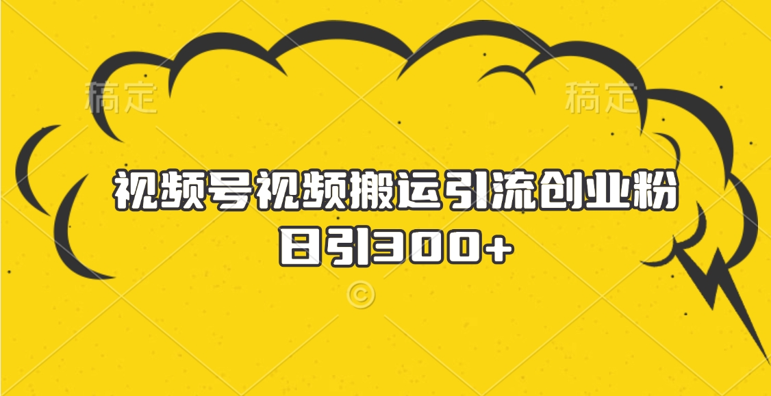 视频号视频搬运引流创业粉，日引300+-玖儿的学习笔记