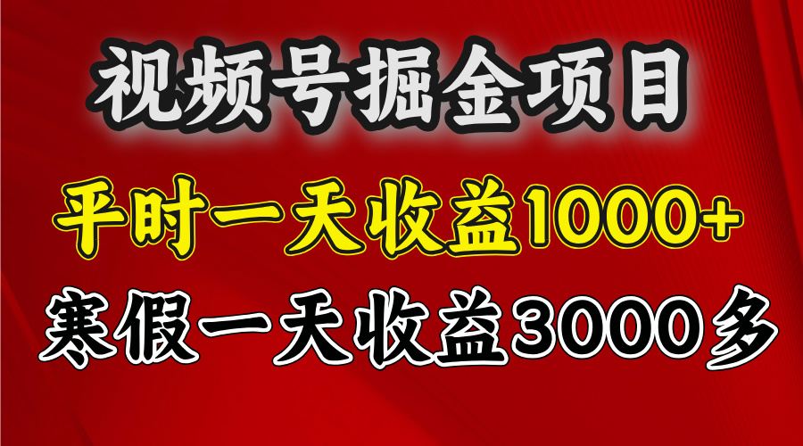 视频号掘金项目，寒假一天收益3000多-玖儿的学习笔记