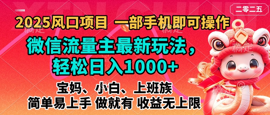 2025蓝海风口项目，微信流量主最新玩法，轻松日入1000+，简单易上手，做就有 收益无上限-玖儿的学习笔记