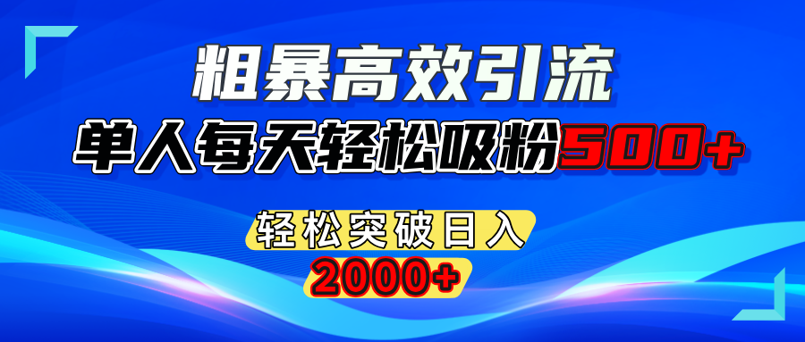 粗暴高效引流,单人每天轻松吸粉500+,轻松突破日入2000+-玖儿的学习笔记