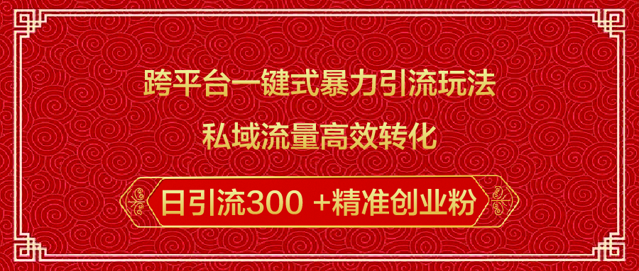 跨平台一键式暴力引流玩法，私域流量高效转化日引流300 +精准创业粉-玖儿的学习笔记