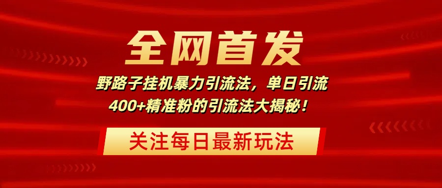全网首发，野路子挂机暴力引流法，单日引流400+精准粉的引流法大揭秘！-玖儿的学习笔记