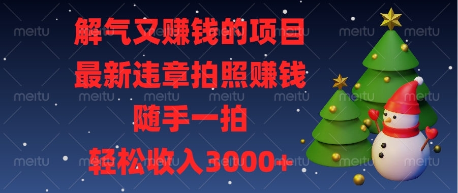 解气又赚钱的项目，最新违章拍照赚钱，随手一拍，轻松收入3000+-玖儿的学习笔记