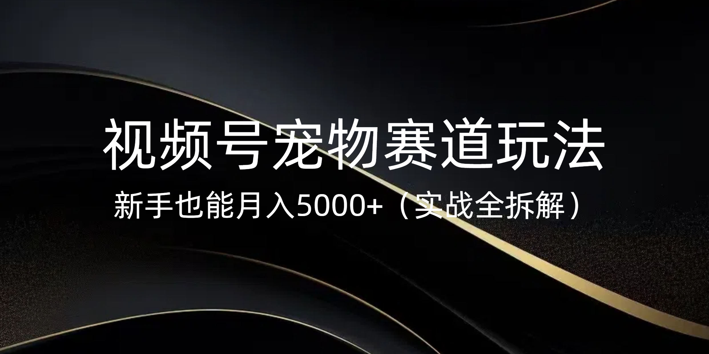视频号宠物赛道玩法，新手也能月入5000+（实战全拆解）-玖儿的学习笔记