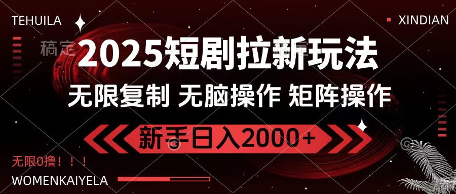 2025短剧拉新玩法，无需注册登录，无限0撸，无脑批量操作日入2000+-玖儿的学习笔记