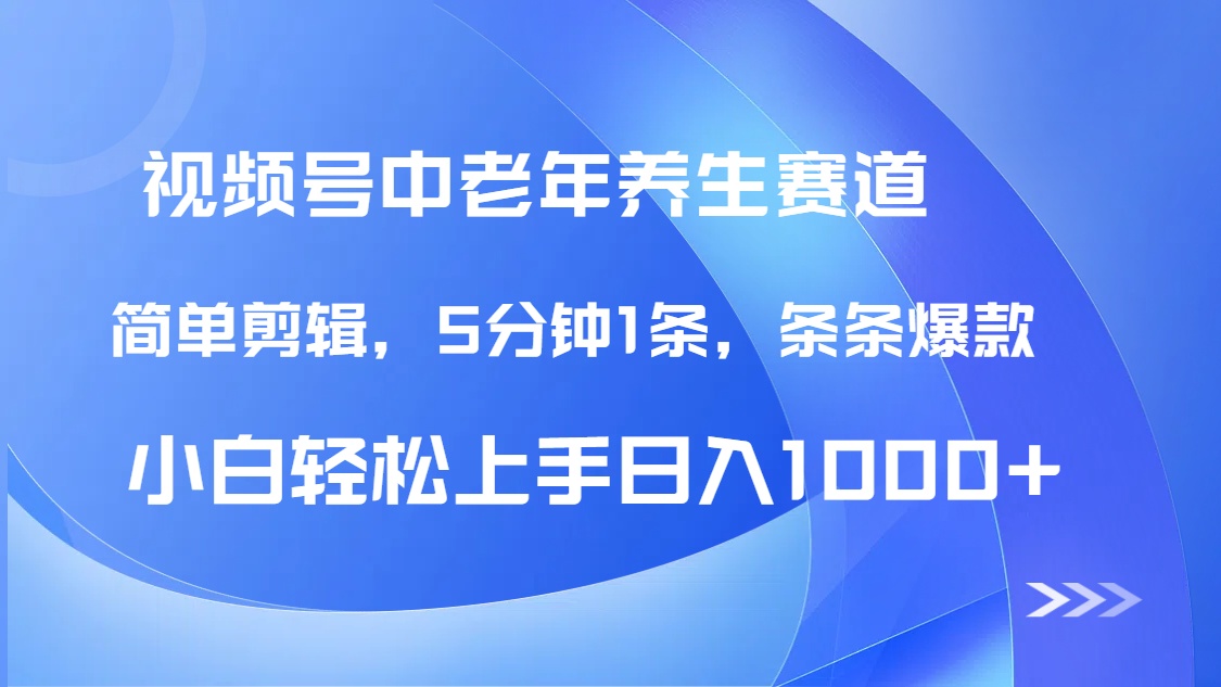 DeepSeek+既梦做视频号中老年养生赛道，条条爆款5分钟1条，轻松日入1000+-玖儿的学习笔记