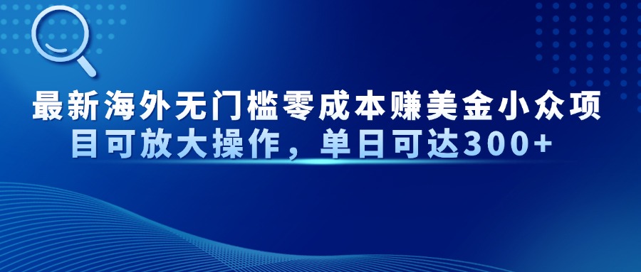 最新海外无门槛美金小众项目可放大操作，单日可达300+-玖儿的学习笔记