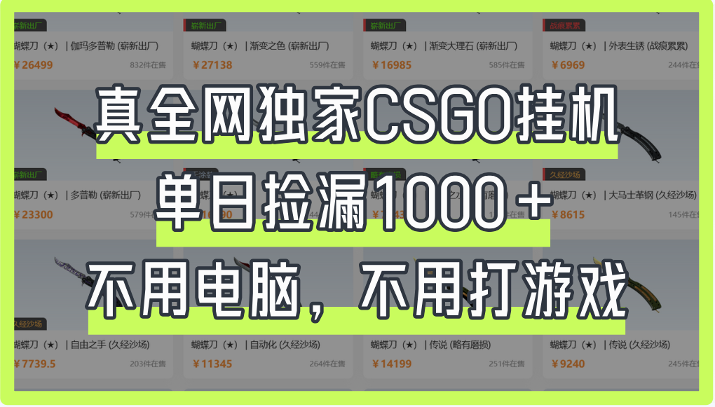 真全网独家CSGO挂机，单日捡漏1000+-玖儿的学习笔记