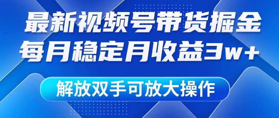最新视频号带货掘金项目，每月稳定月收益3w+，解放双手，可放大操作-玖儿的学习笔记