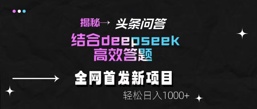 揭秘头条问答新玩法！结合deepseek高效答题，轻松日入1000+-玖儿的学习笔记