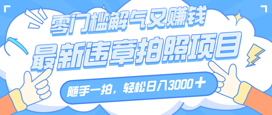 解气又赚钱的项目，随手一拍，轻松收入3000+，最新违章拍照赚钱-玖儿的学习笔记