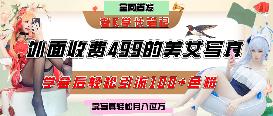 外面收费499的美女写真制作技术，学会后轻松引流色粉变现，日引100+色粉，轻松月入过万-玖儿的学习笔记