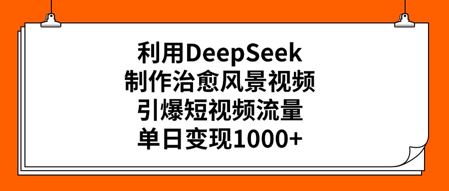 利用DeepSeek，制作治愈风景视频，引爆短视频流量，单日变现1000+-玖儿的学习笔记