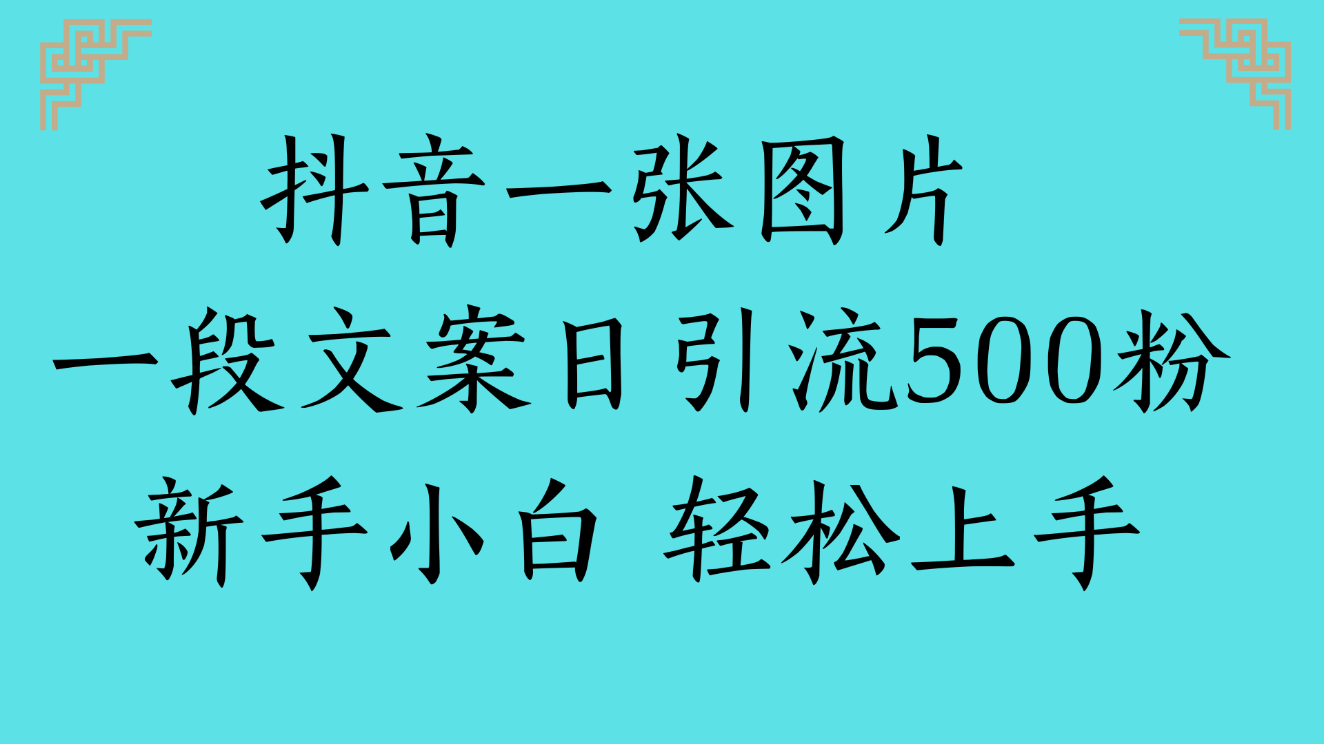 抖音一张图片 一段文案日引流500粉新手小白 轻松上手-玖儿的学习笔记