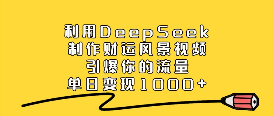 利用DeepSeek制作财运风景视频，单日变现1000+，引爆你的流量-玖儿的学习笔记