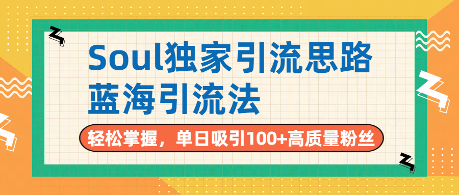 Soul独家引流思路，单日吸引100+高质量粉丝，蓝海引流法，轻松掌握-玖儿的学习笔记