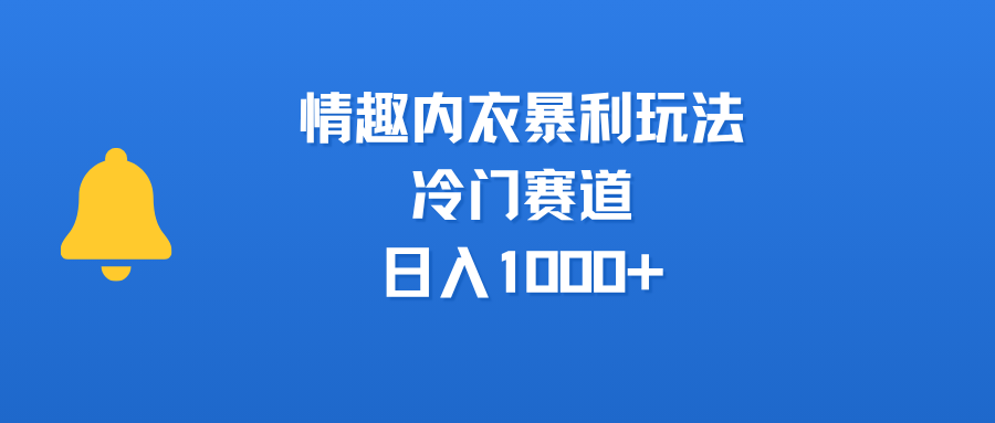 情趣内衣暴利玩法，冷门赛道，日入1000+-玖儿的学习笔记