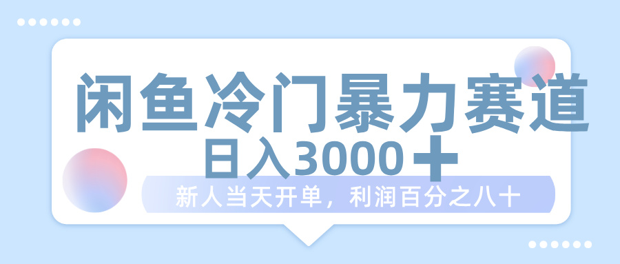 闲鱼冷门暴力赛道，一单 80%利润，新人轻松日入 1000+-玖儿的学习笔记