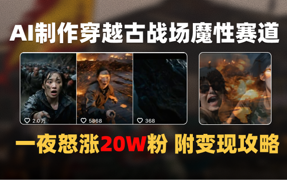 AI制作穿越古战场视频一夜涨粉20W保姆级教学（附AI变现指南）-玖儿的学习笔记