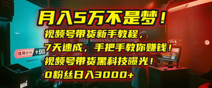 月入5万不是梦！视频号带货新手教程，7天速成，手把手教你赚钱！视频号带货黑科技曝光！0粉丝日入3000+-玖儿的学习笔记