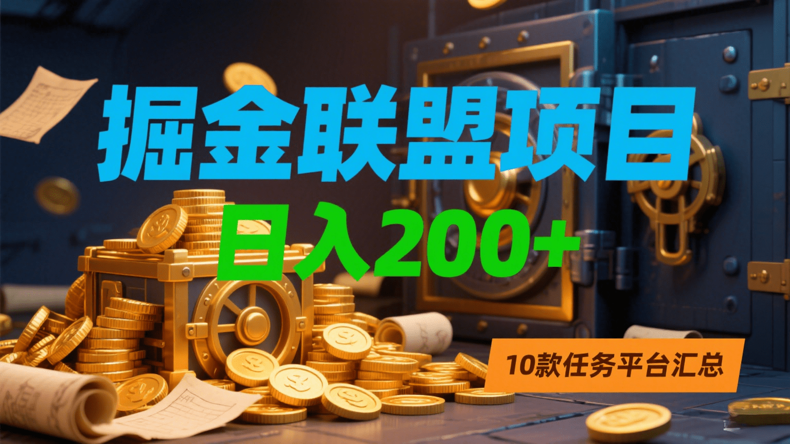掘金联盟项目，日入200+，10款任务平台汇总-玖儿的学习笔记