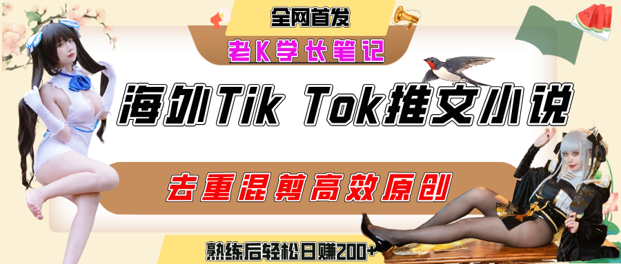 海外tiktok小说推文暴力项目，高停留率，高转化率，上手后一天搞顿饭钱不是问题-玖儿的学习笔记