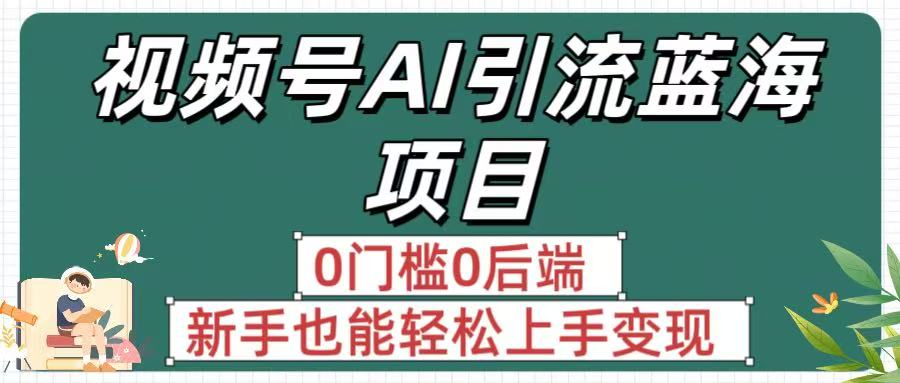 疯传！视频号AI引流蓝海项目，0门槛0后端，新手也能轻松上手变现-玖儿的学习笔记