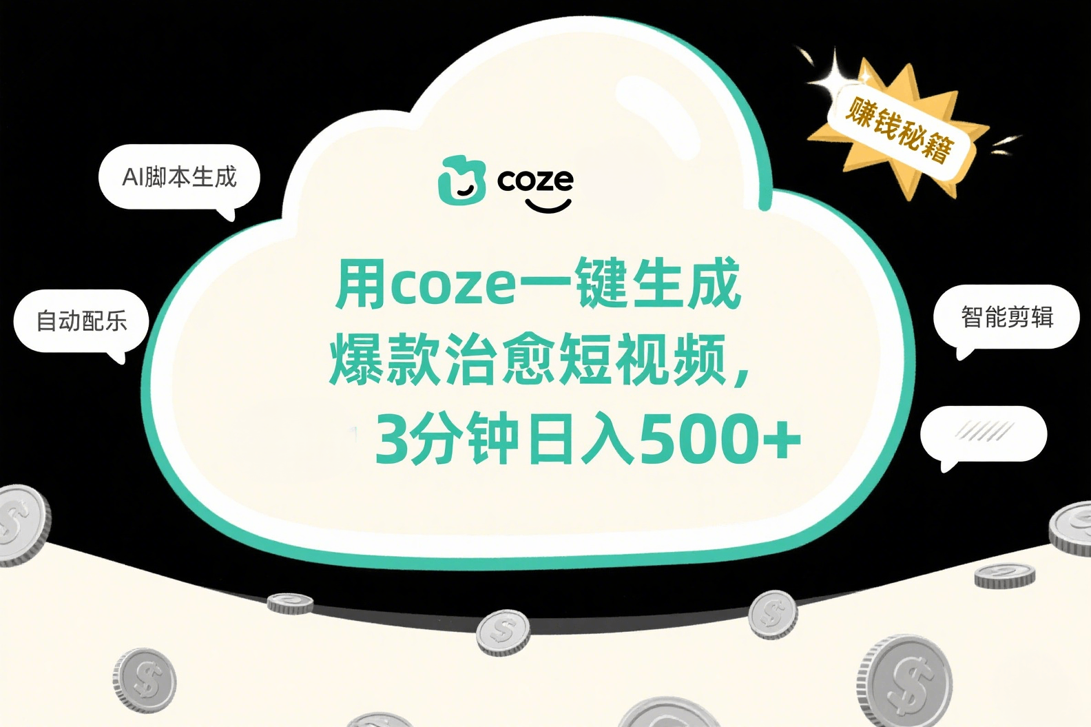 用coze一键生成爆款治愈短视频，3分钟日入500+-玖儿的学习笔记